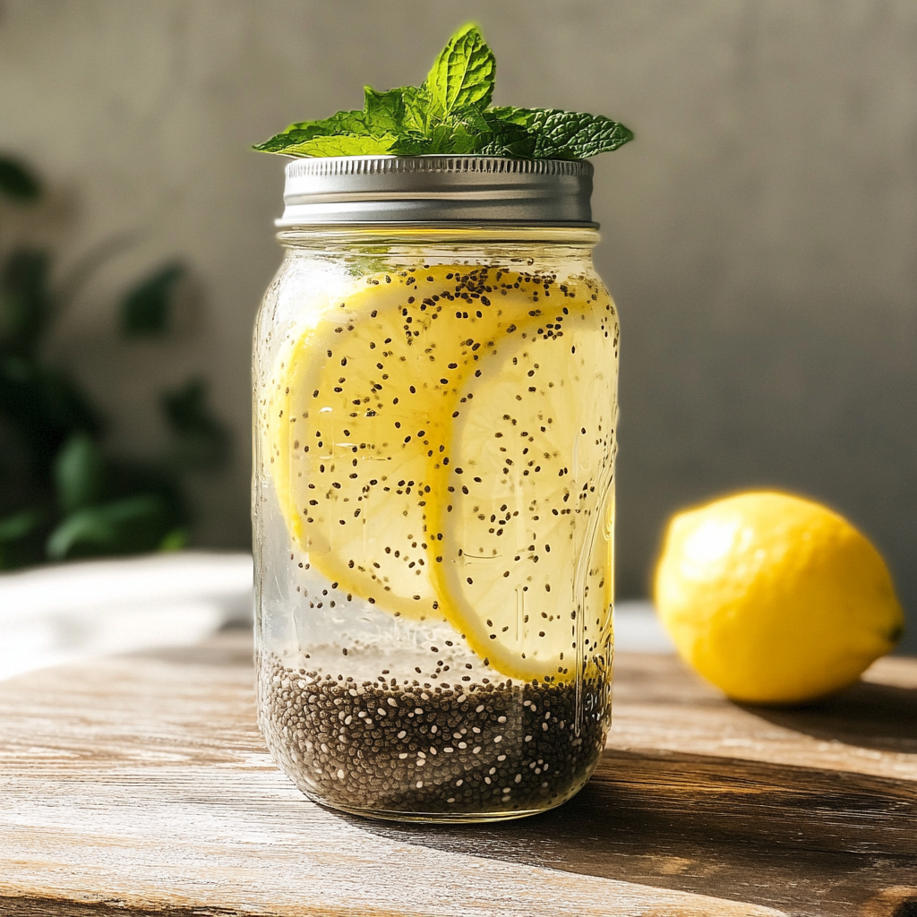 soaking-chia-seeds served chia seed water with lemon